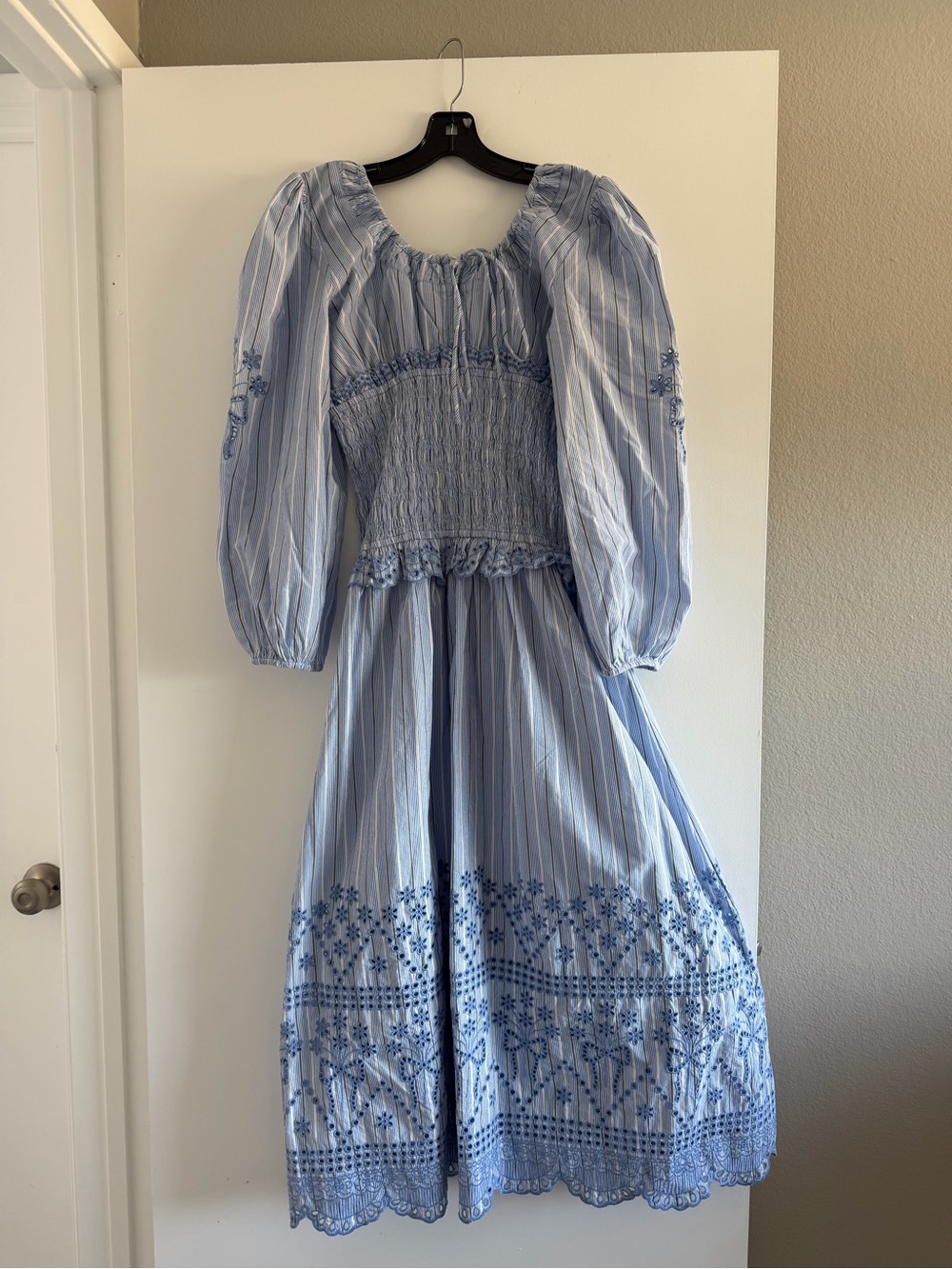 Damson Madder Nola Light Blue Embroidered Midi Dress NWOT - Picture 4 of 12